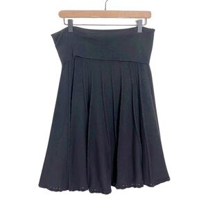 Anthropologie HWR Black‎ Knit A-Line Skirt Size Large Goth Whimsigoth Crochet